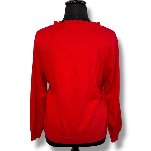 TALBOTS Ruffle Neck Sweater - Red Pop Size 2X - Picture 4 of 12